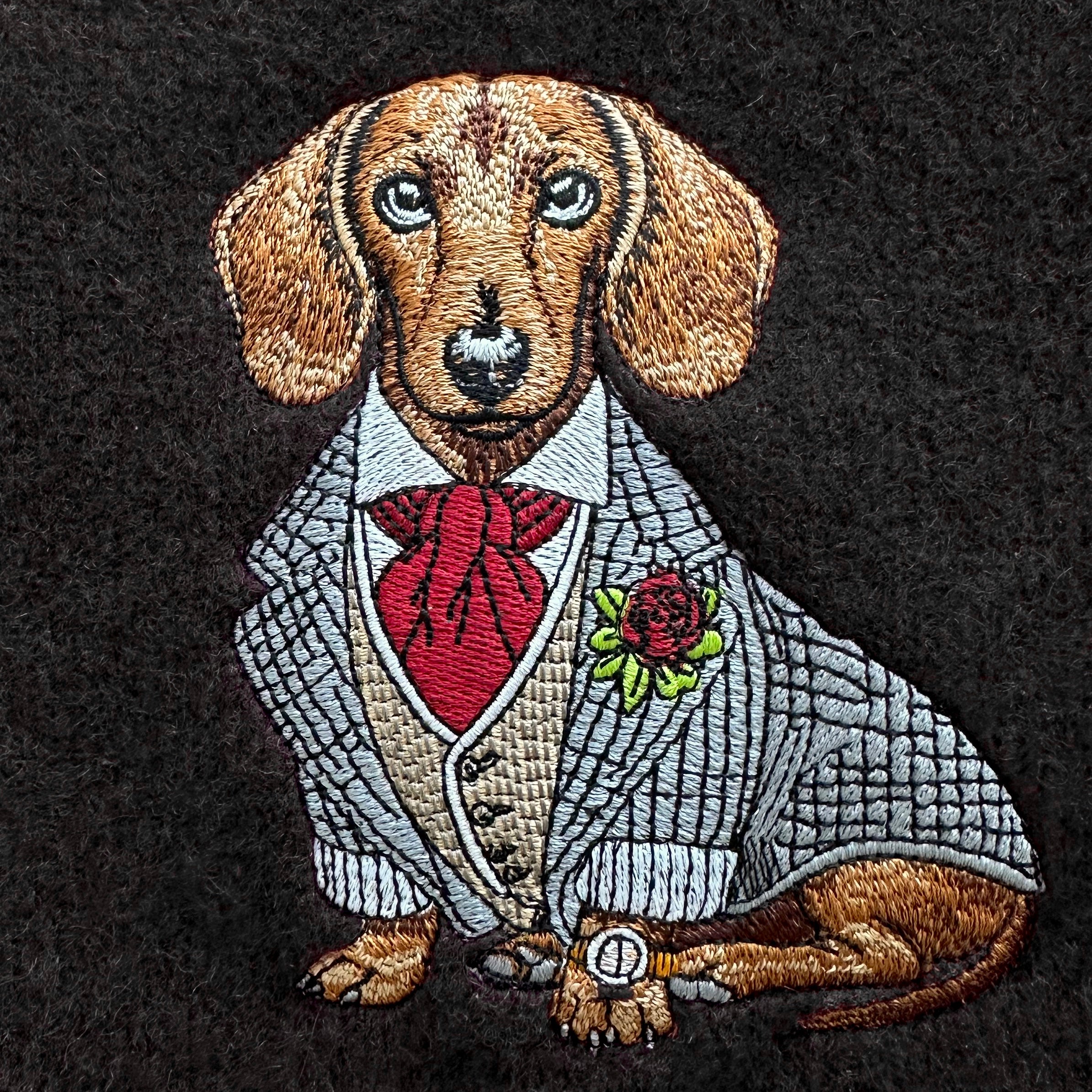 Sweater Dachshund Embroidery 100% Cotton - Burgundy