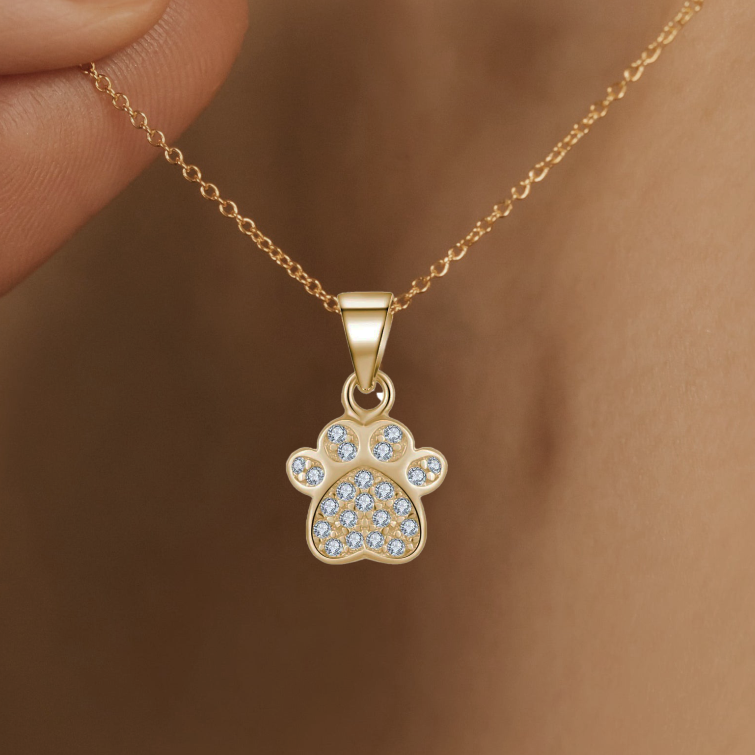 Matching Paw Necklace - Gold