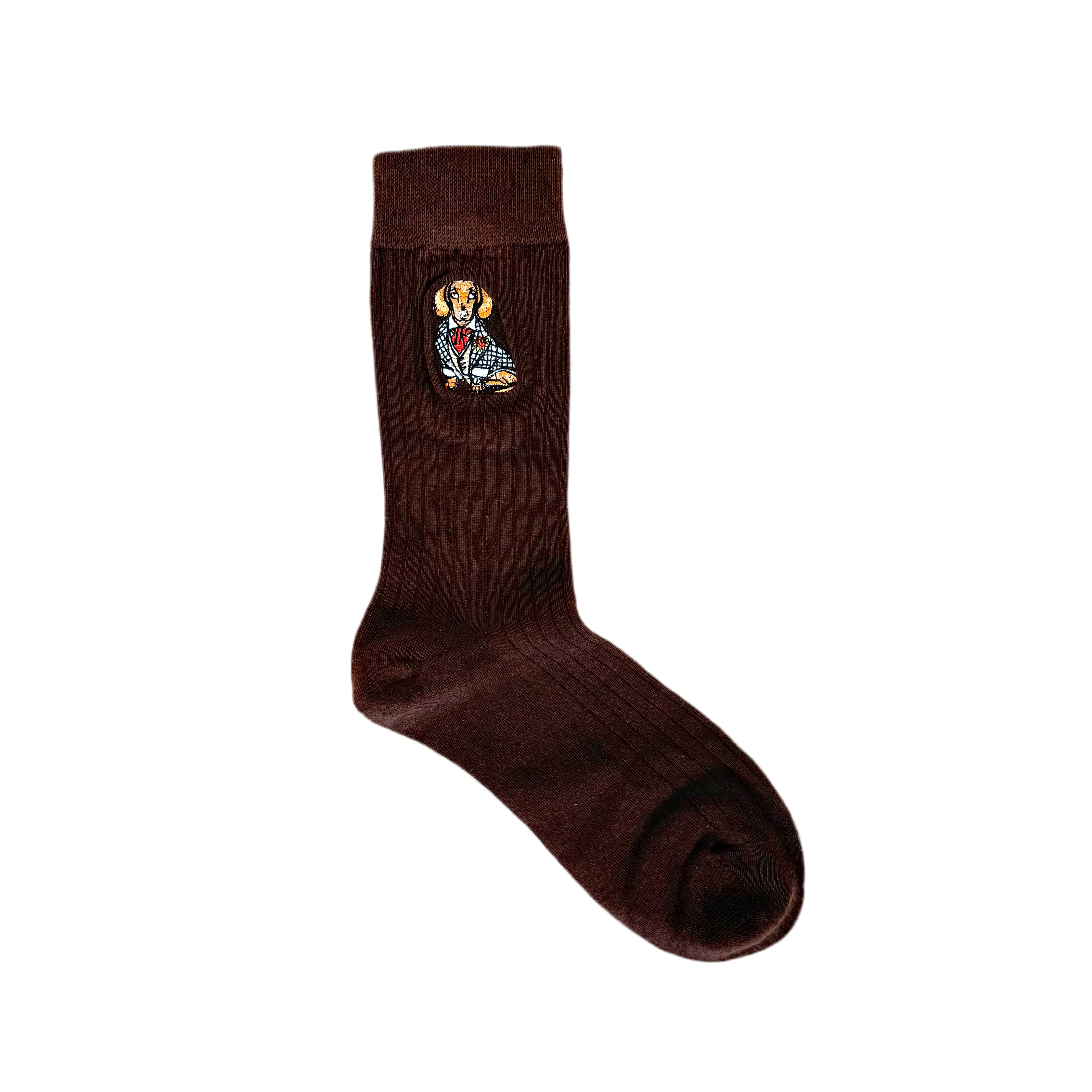Dachshund Cotton Socks - Brown