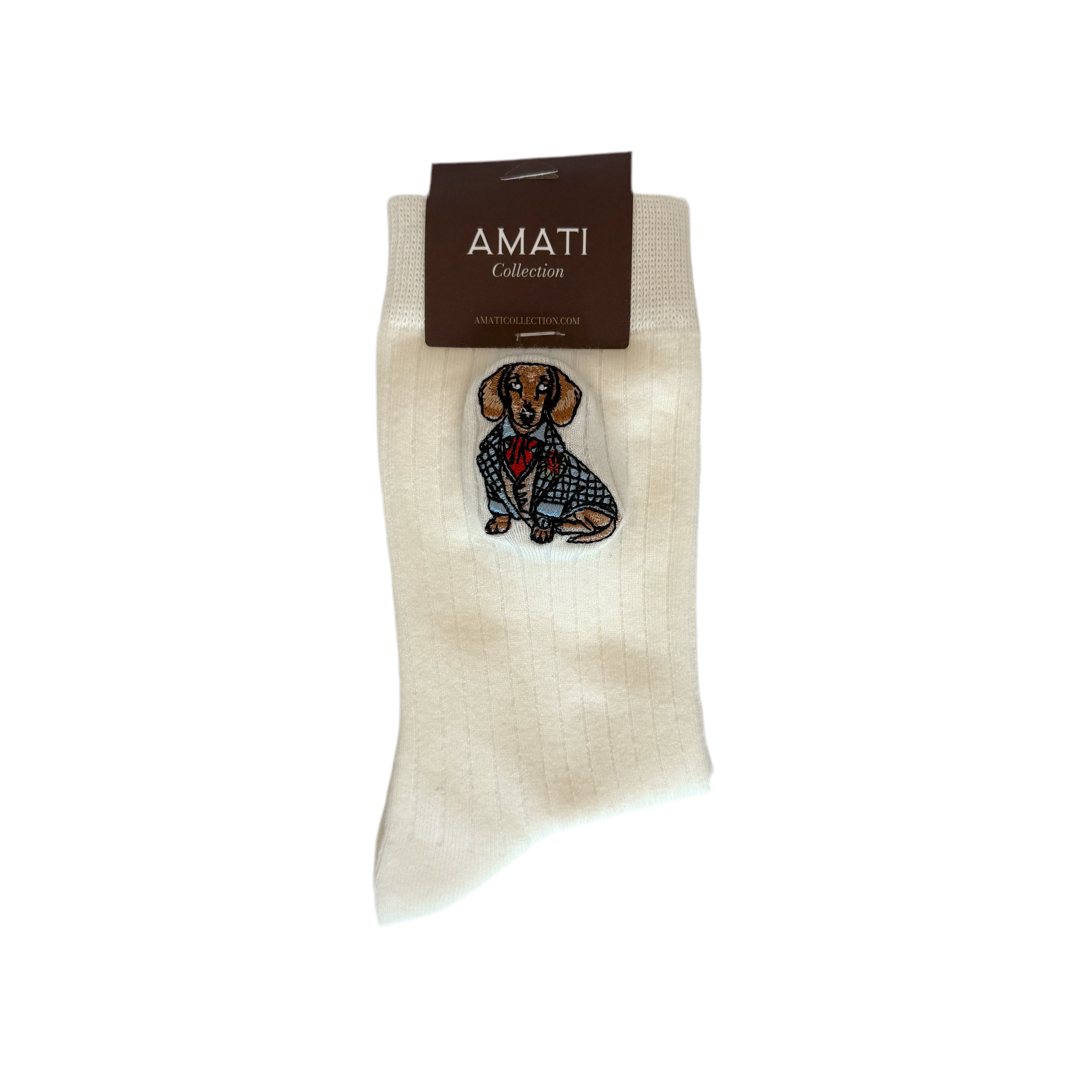Dachshund Cotton Socks - White