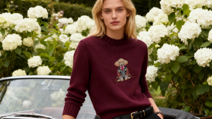 Sweater Poodle Embroidery 100% Cotton - Burgundy
