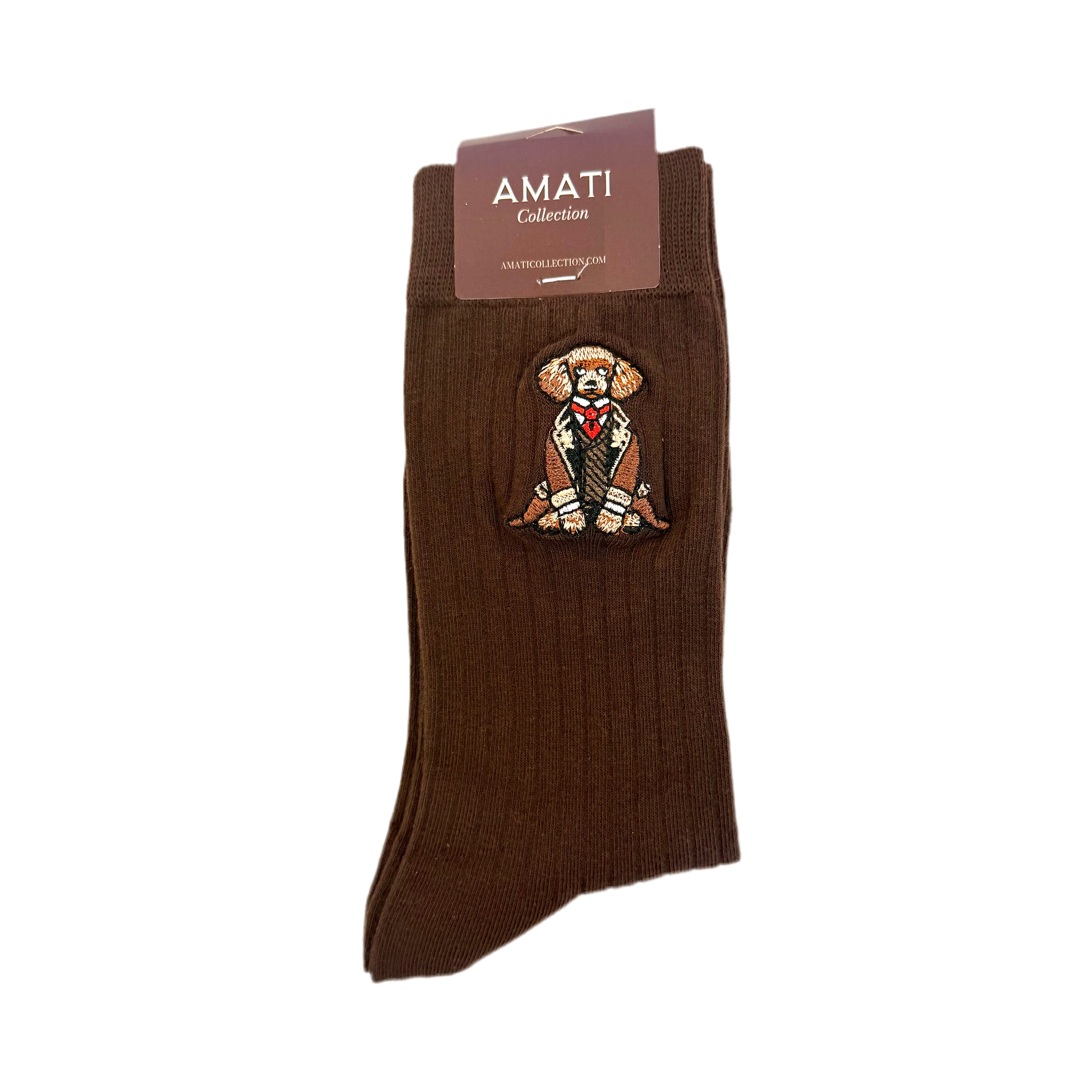 Poodle Cotton Socks - Brown