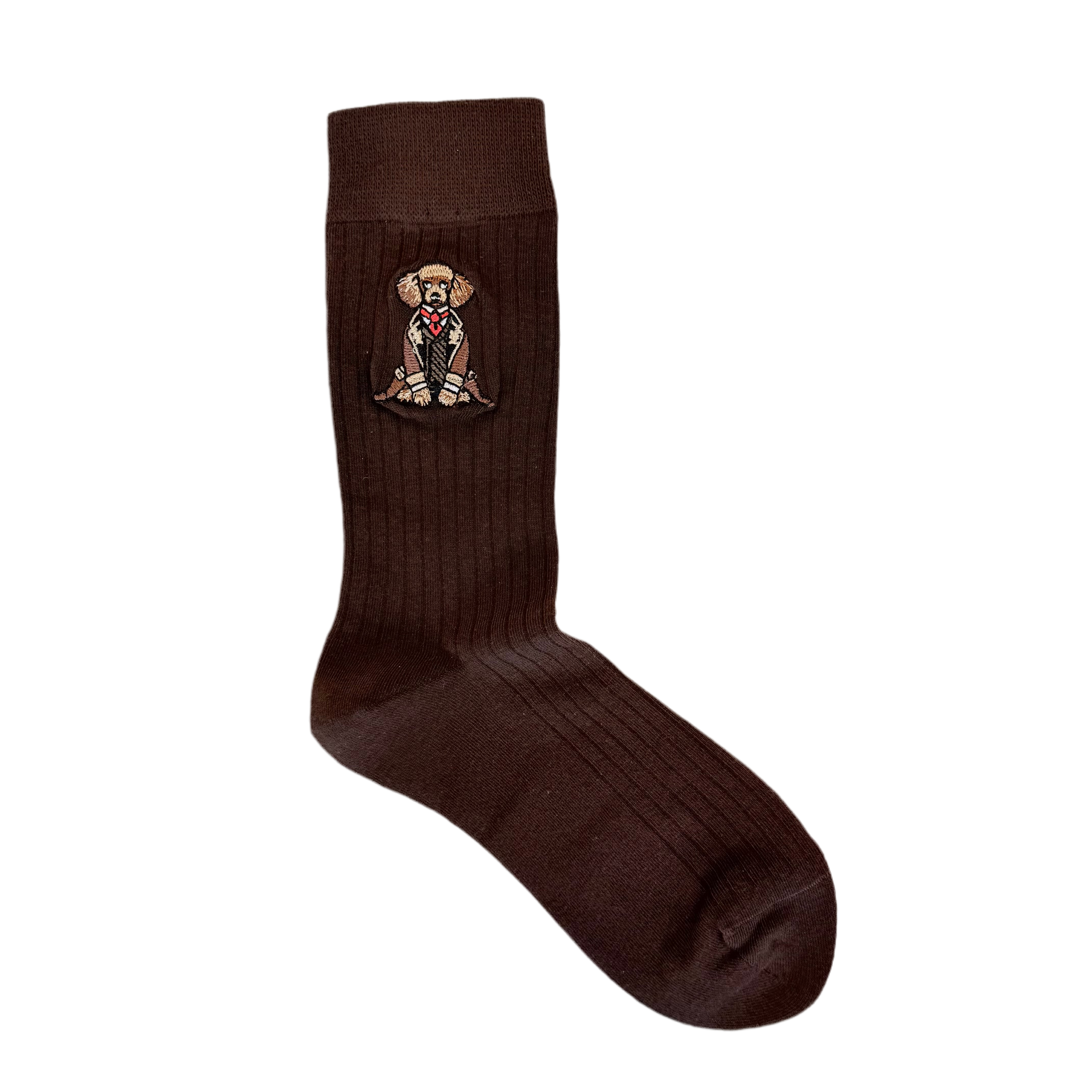 Poodle Cotton Socks - Brown