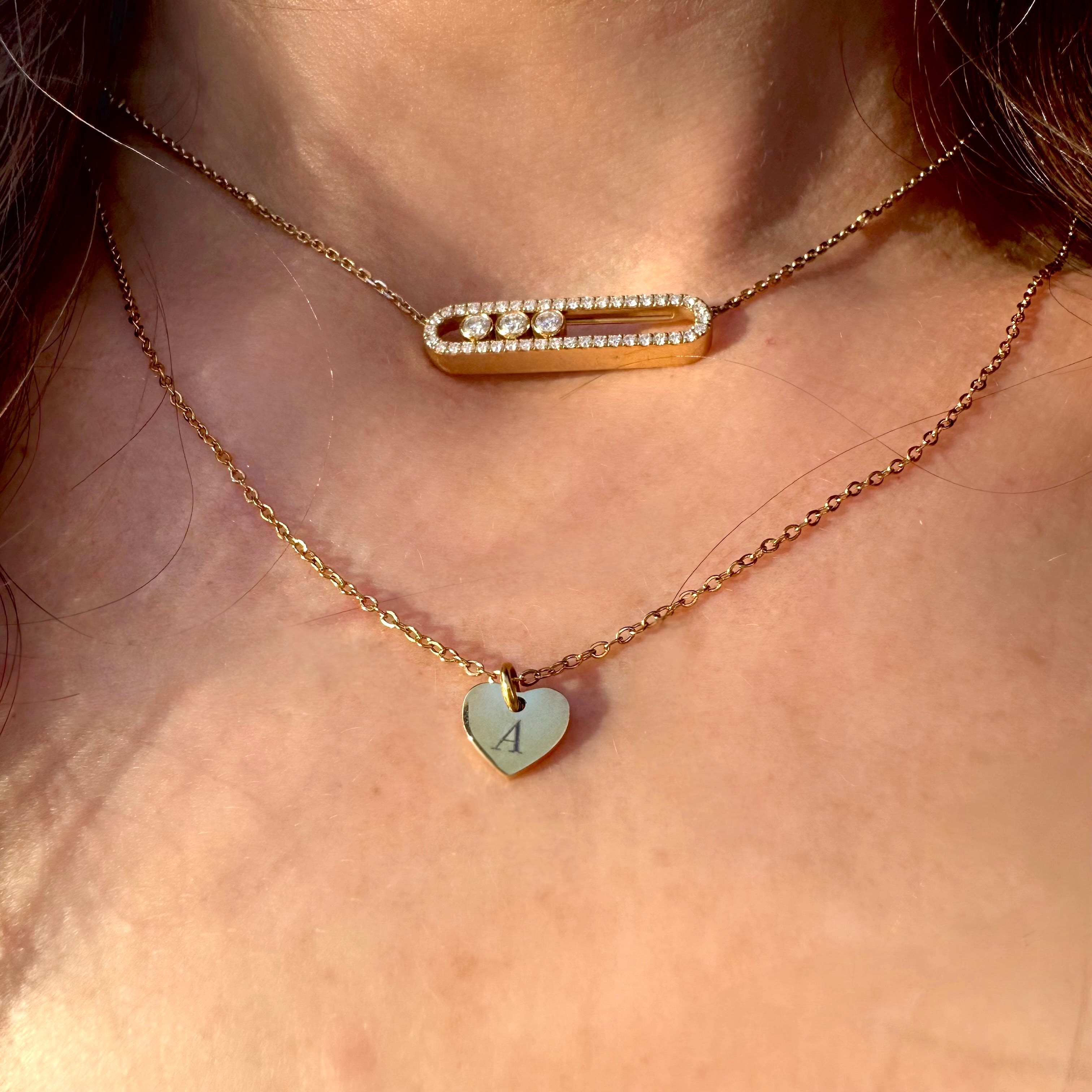 Personalised Matching Heart Necklace - Silver