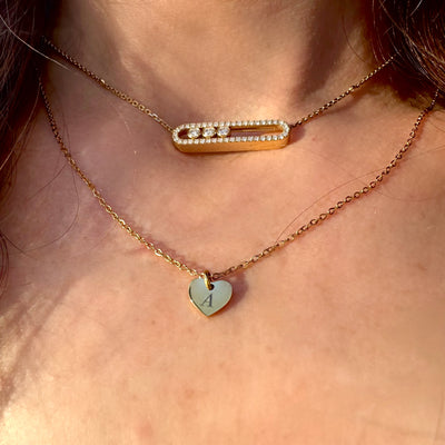Personalised Matching Heart Necklace - Gold