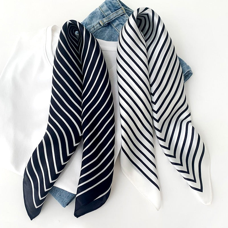 Striped mulberry silk scarf