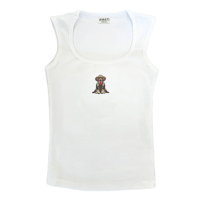 Poodle Embroidered Tank Top