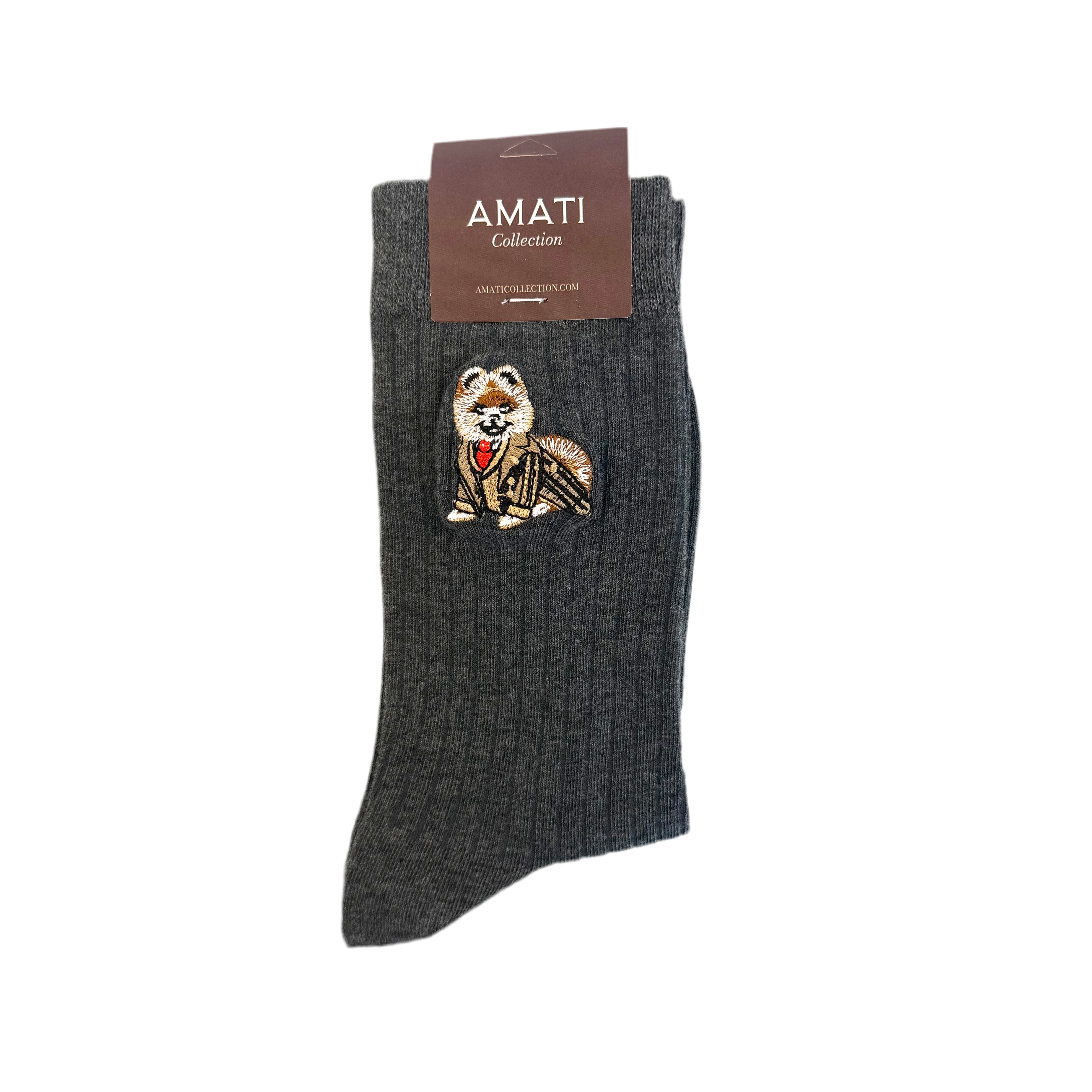 Pomeranian Cotton Socks - Gray