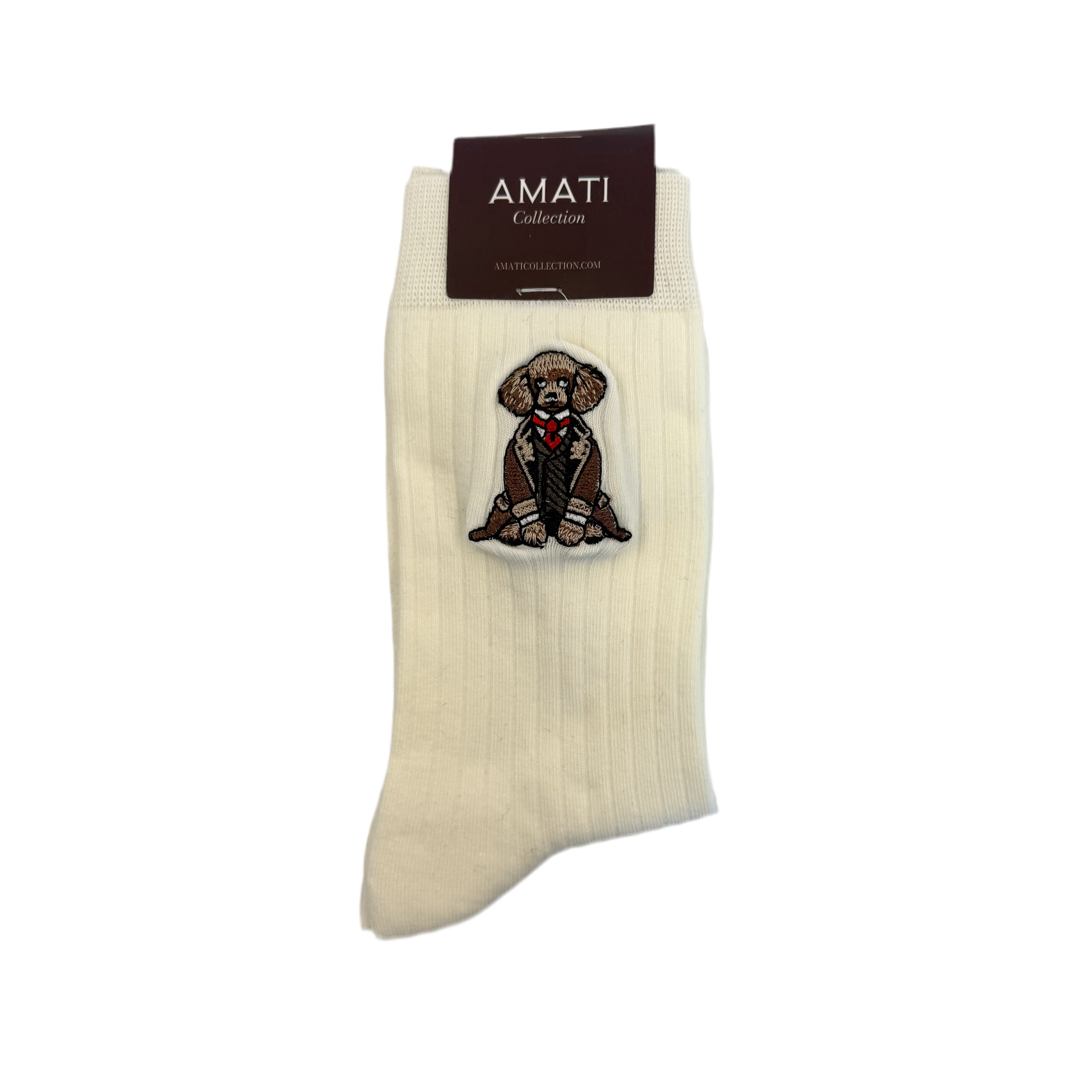 Poodle Cotton Socks - White