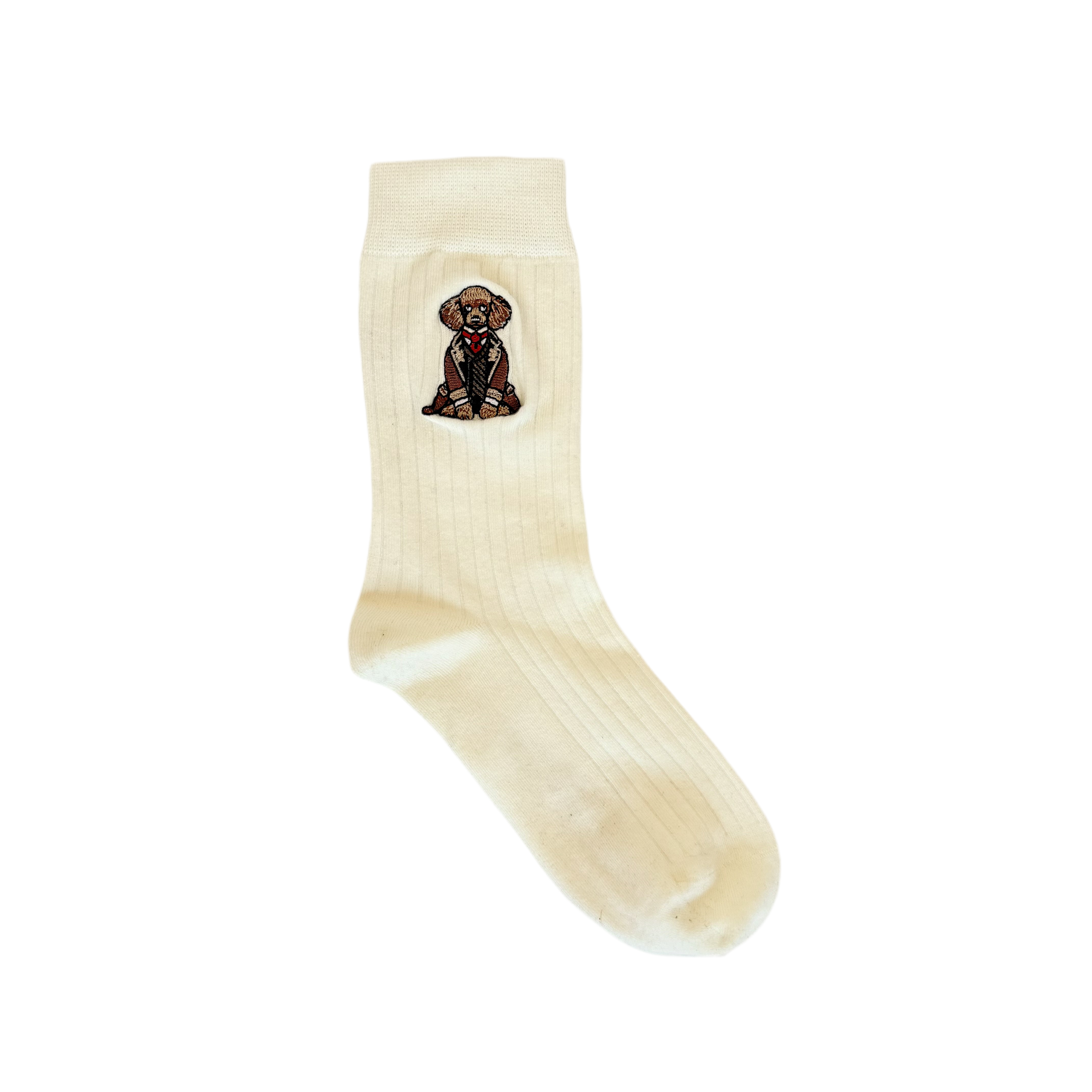 Poodle Cotton Socks - White