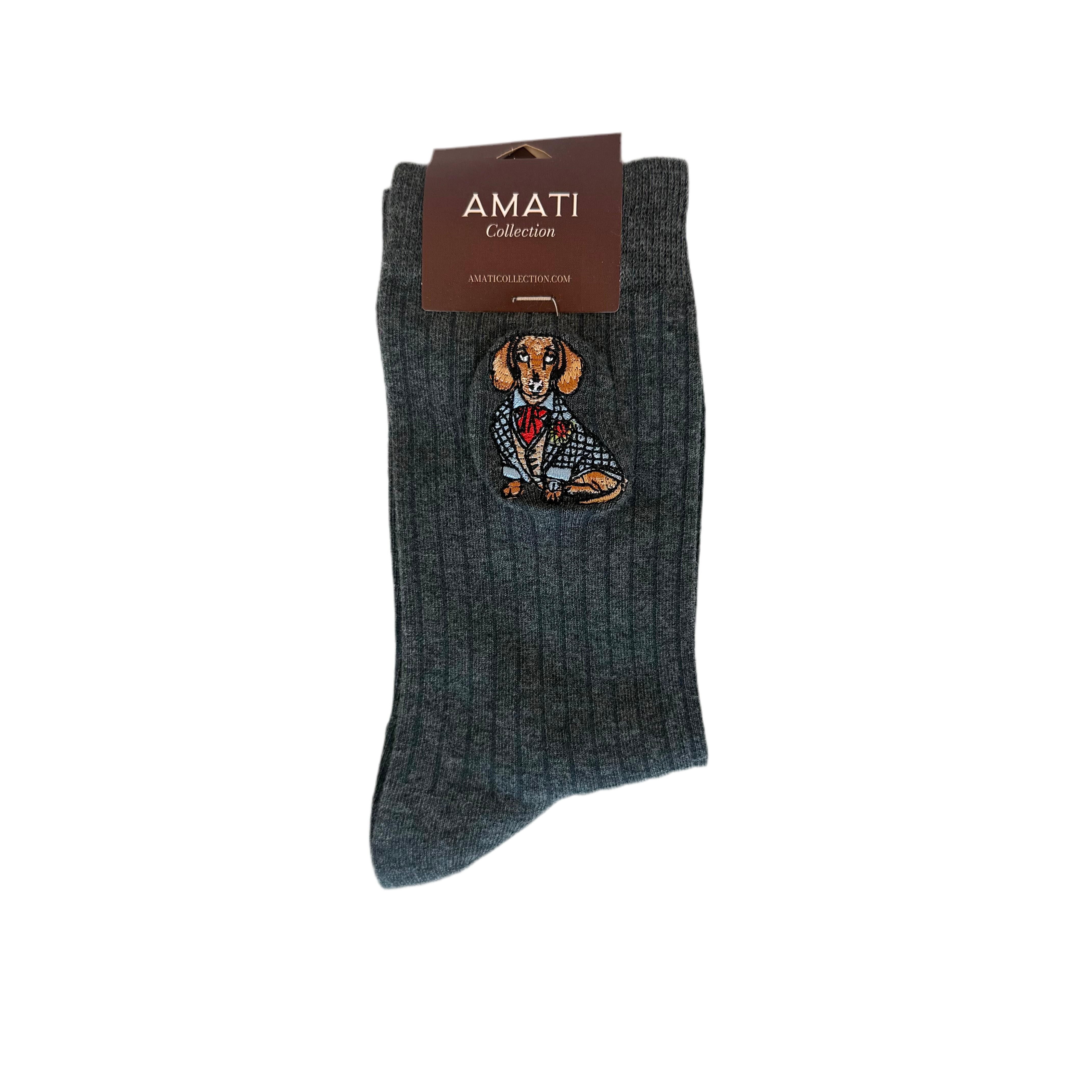 Dachshund Cotton Socks - Gray