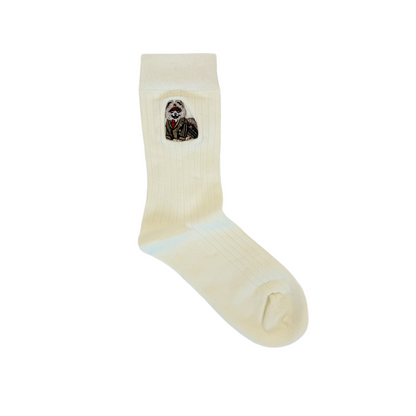 Pomeranian Cotton Socks - White