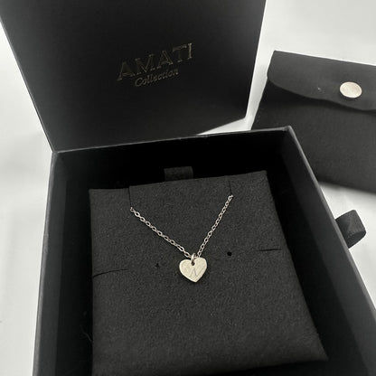 Personalised Matching Heart Necklace - Silver