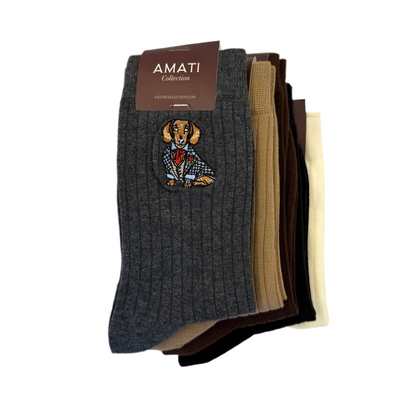 Dachshund Embroidered Cotton Socks Unisex - Multicolor Pack