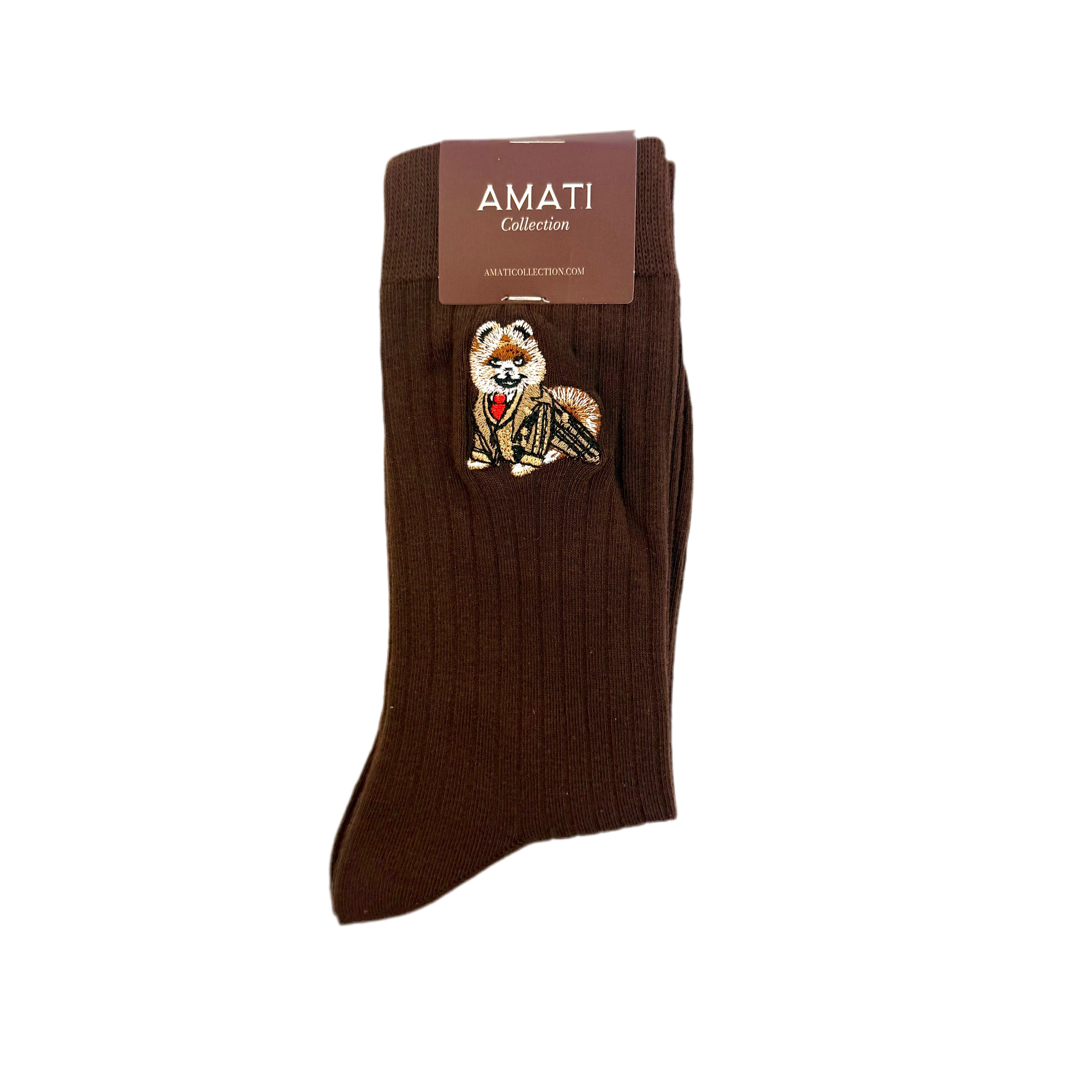 Pomeranian Cotton Socks - Brown