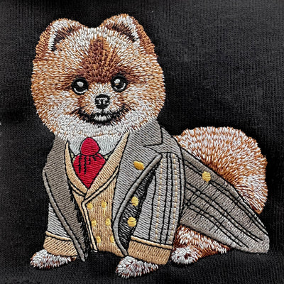 Sweater Pomeranian Embroidery 100% Cotton - Navy