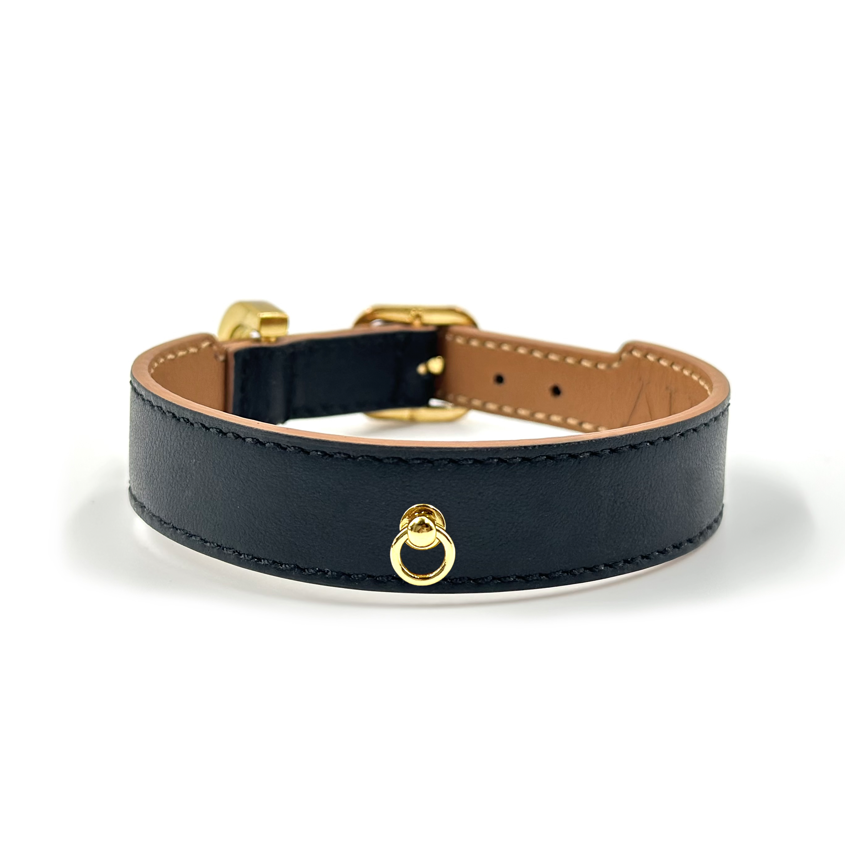Soft Leather Nametag Collar - Nero