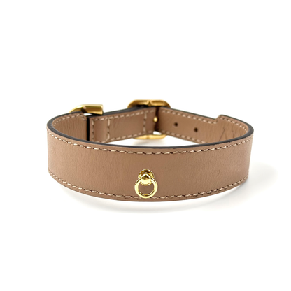 Soft Leather Nametag Collar - Cappuccino