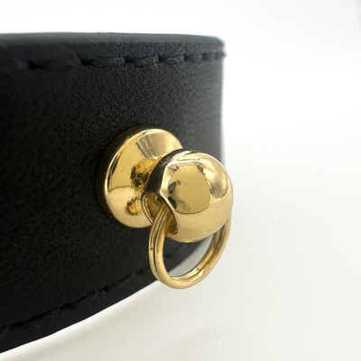 Soft Leather Nametag Collar - Nero