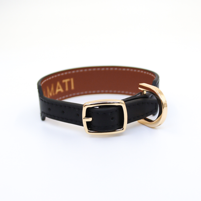 Soft Leather Nametag Collar - Nero