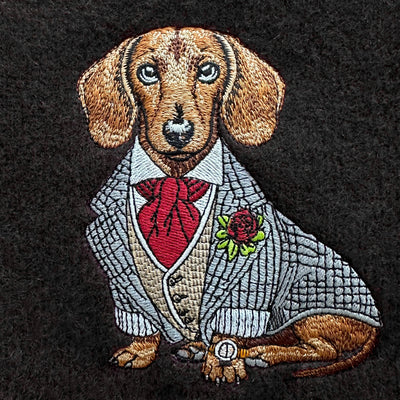 Sweater Dachshund Embroidery 100% Cotton - Black