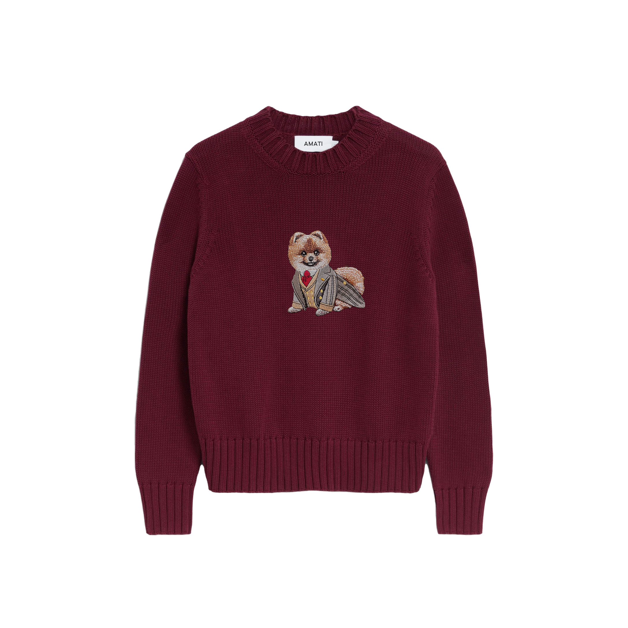 Sweater Pomeranian Embroidery Cotton - Burgundy