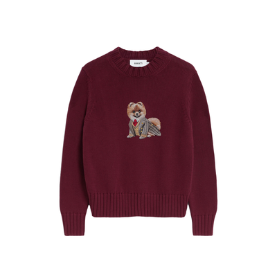 Sweater Pomeranian Embroidery 100% Cotton - Burgundy