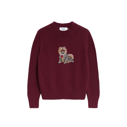 Sweater Pomeranian Embroidery 100% Cotton - Burgundy