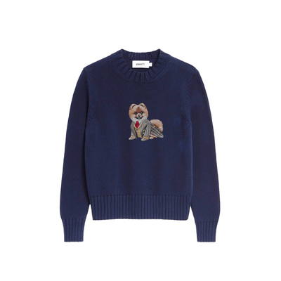 Sweater Pomeranian Embroidery 100% Cotton - Navy