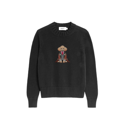 Sweater Poodle Embroidery 100% Cotton - Black