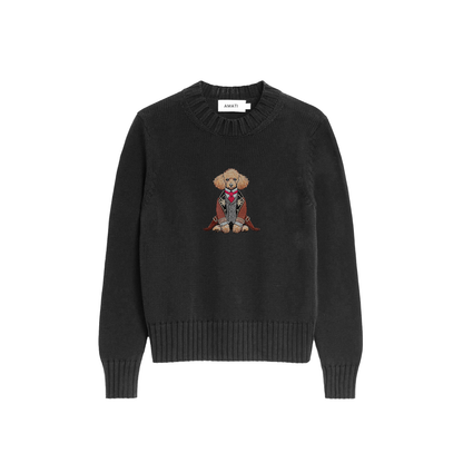 Sweater Poodle Embroidery 100% Cotton - Black