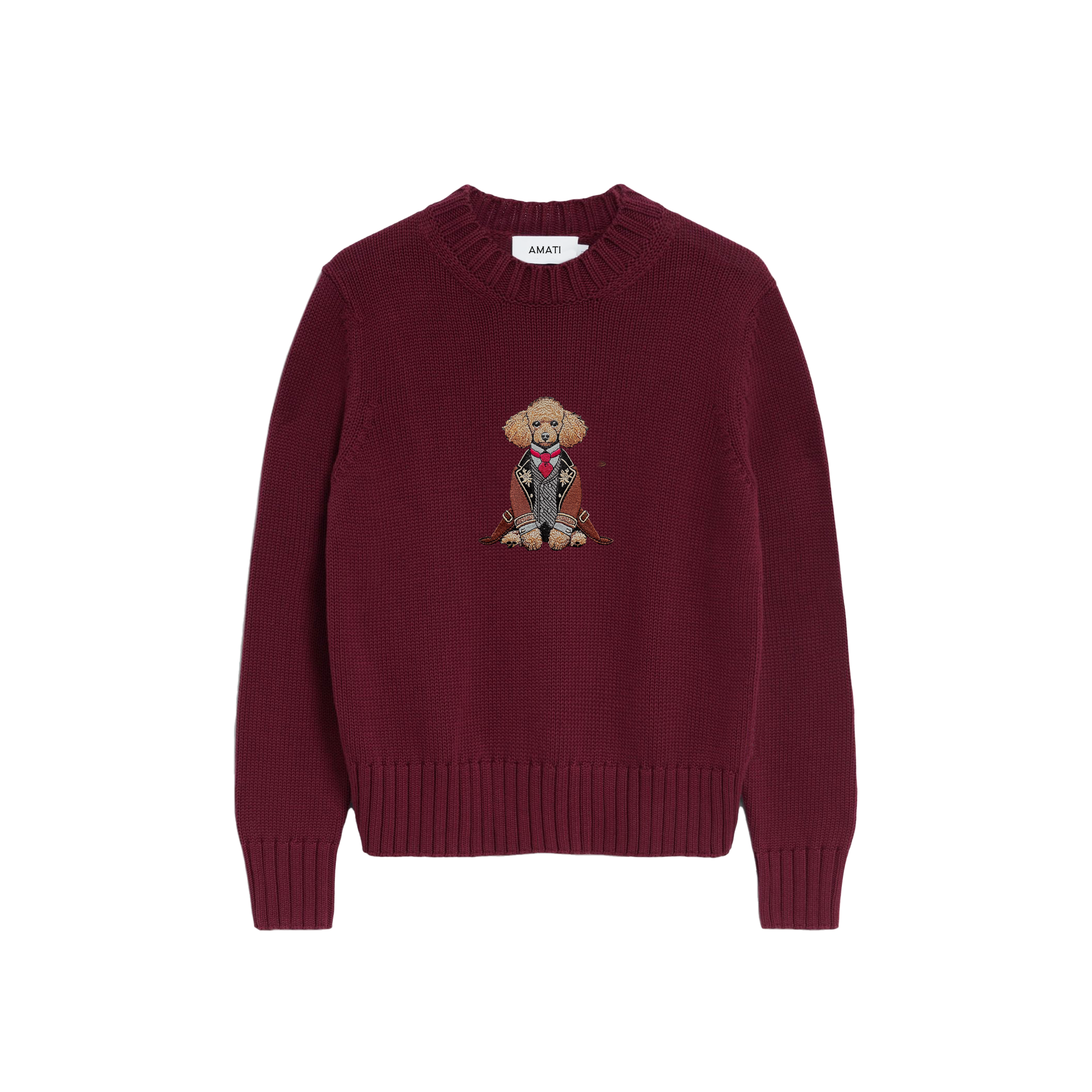 Sweater Poodle Embroidery 100% Cotton - Burgundy
