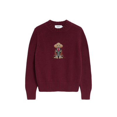 Sweater Poodle Embroidery 100% Cotton - Burgundy